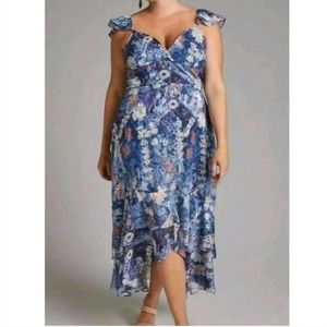 Hutch Anthropologie Dress Womens Plus Size 20W Tiered Maxi Watercolor Floral NEW